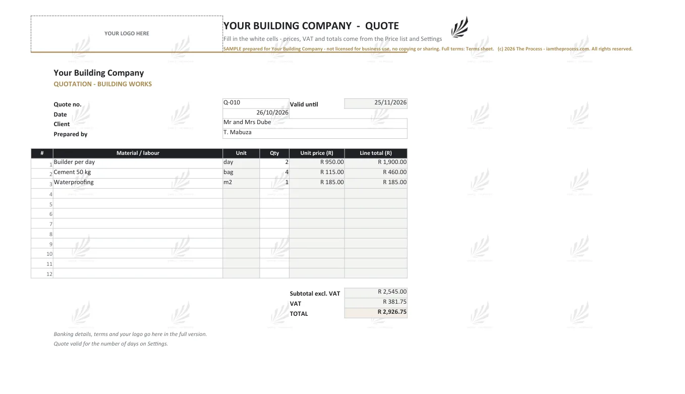 Quote builder
